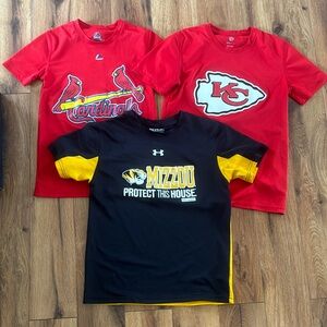 Boys KC Chiefs Mizzou Cardinals shirts